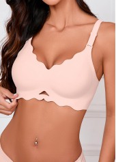 Light Pink intimates,Plain Color intimates,Light Pink Push-up V Neck Bra