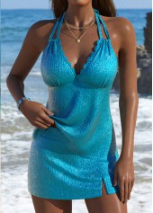 Rotita – Blaues Tankini-Set mit V-Ausschnitt und mittlerer Taille