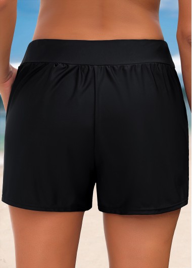 Black swimwear,Plain Color swimwear,ROTITA Black Color Mid Waisted Swim Shorts