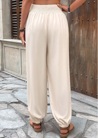 Skin Color bottoms,Plain Color bottoms,Skin Color Jogger Elastic Waist High Waisted Pants