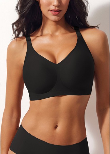 Black intimates,Plain Color intimates,Black Push-up Seamless V Neck Bra