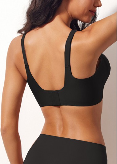Black intimates,Plain Color intimates,Black Push-up Seamless V Neck Bra