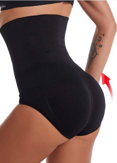 Black intimates,Plain Color intimates,Black Stretchy Shapewear High Waisted Panties