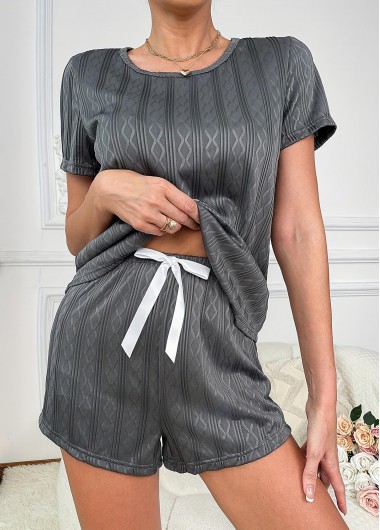 Dark Grey Marl loungewear,Plain Color loungewear,Dark Grey Marl Round Neck Lounge Top and Shorts