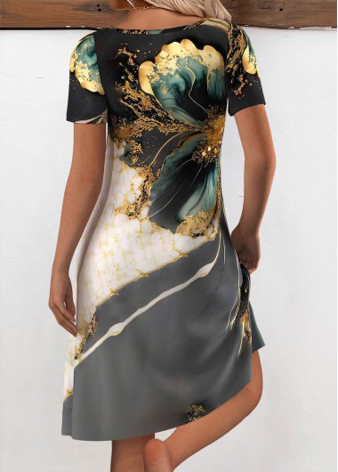 Multi Color dresses,Plants dresses,Floral dresses,Everyday dresses,Casual dresses,ROTITA Random Floral Print Multi Color V Neck Dress