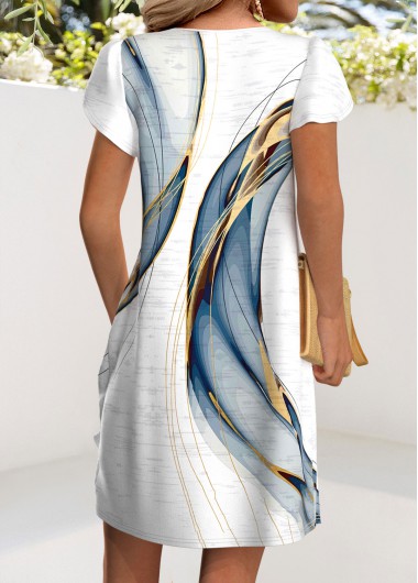 White dresses,Ombre dresses,Everyday dresses,Casual dresses,ROTITA Ombre White Short V Neck Dress