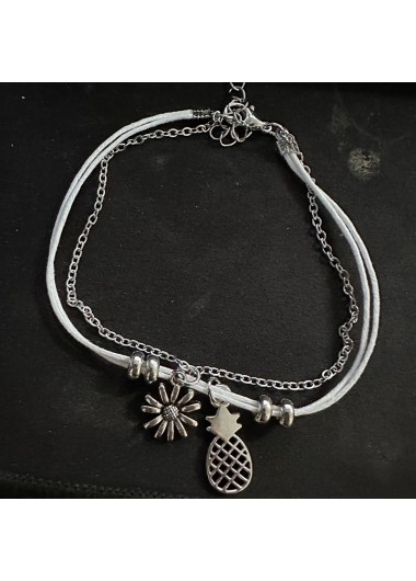 Silver jewelry,Silver Color Alloy Double Layer Anklet