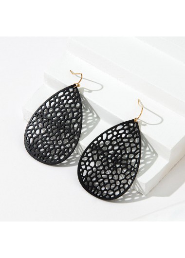 Black jewelry,Droplet Black Faux Leather Material Earrings