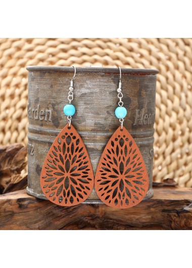Terracotta jewelry,Terracotta Droplet Shape Wood Material Earrings