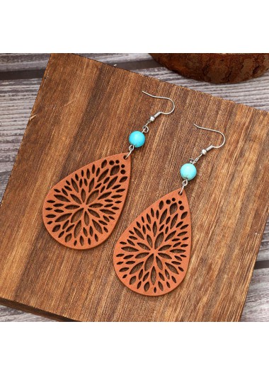 Terracotta jewelry,Terracotta Droplet Shape Wood Material Earrings