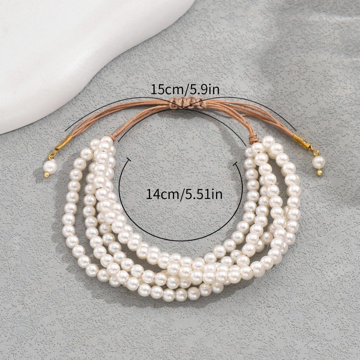 White jewelry,Geometric jewelry,White Pearl Adjustable Layered Design Bracelet
