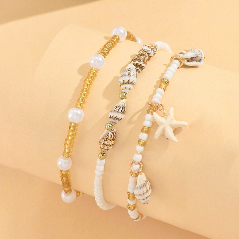 Raw white jewelry,Shell Raw White Seed Beads Anklets