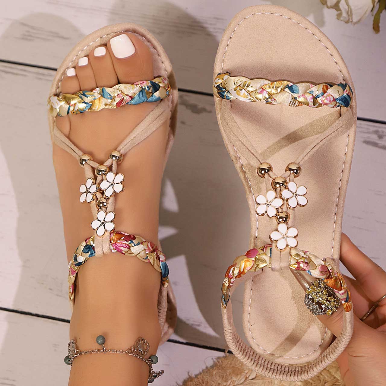 Raw white shoes,Tribal shoes,Tribal Print Raw White Falt Round Toe