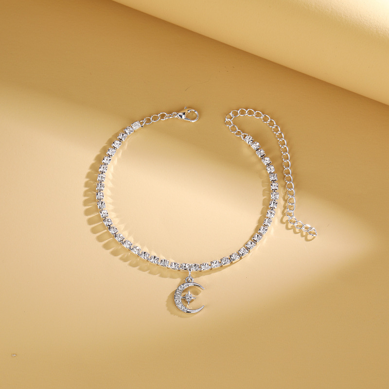 Silver jewelry,Silver Color Moon Alloy Detail Anklet