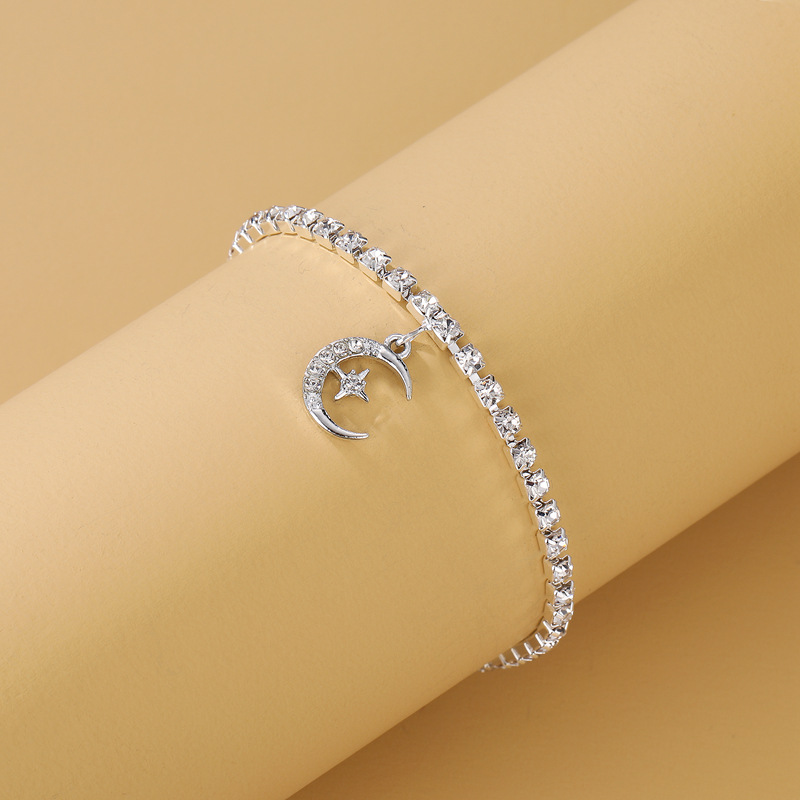Silver jewelry,Silver Color Moon Alloy Detail Anklet
