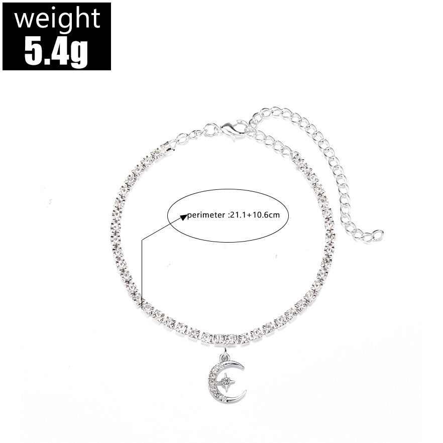 Silver jewelry,Silver Color Moon Alloy Detail Anklet