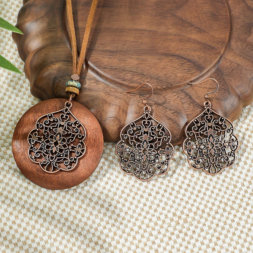 Dark Coffee jewelry,Tribal jewelry,Dark Coffee Alloy Earrings and Necklace
