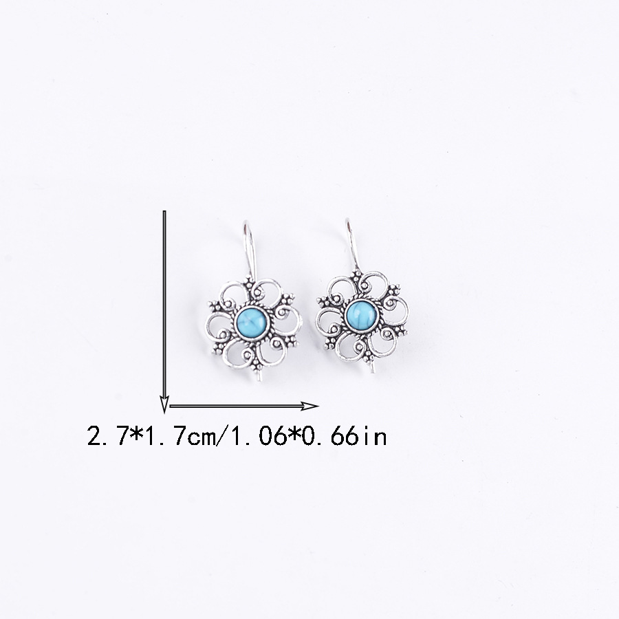 Silver jewelry,Silver Alloy Detail Flower Shape Earrings