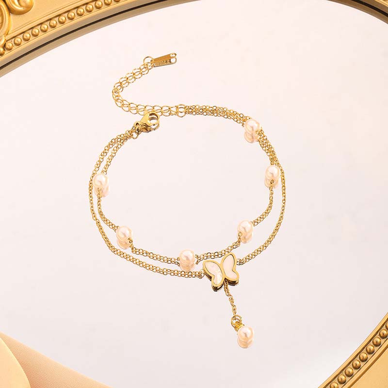 Golden jewelry,Golden Color Alloy Double Design Anklet