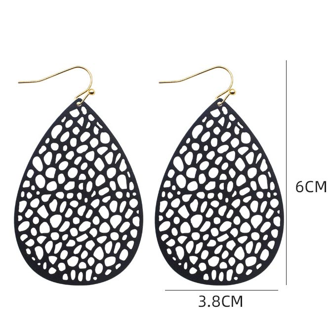 Black jewelry,Droplet Black Faux Leather Material Earrings