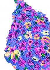 Purple swimwear,Ditsy Floral swimwear,ROTITA Smocked Purple Ditsy Floral Print High Waisted Tankini Set