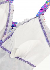 Purple swimwear,Ditsy Floral swimwear,ROTITA Smocked Purple Ditsy Floral Print High Waisted Tankini Set