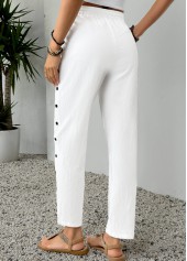 White bottoms,Plain Color bottoms,White Elastic Waist High Waisted Pants