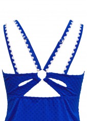 Royal Blue swimwear,Plants swimwear,ROTITA Royal Blue Tropical Plants Print Mid Waisted Tankini Set