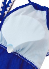 Royal Blue swimwear,Plants swimwear,ROTITA Royal Blue Tropical Plants Print Mid Waisted Tankini Set