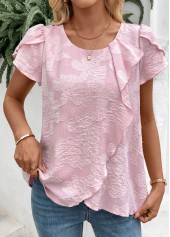 ROTITA Pink Round Neck Short Sleeve T Shirt