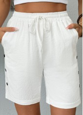 weiße Shorts mit hohem Bund und elastischem Bund