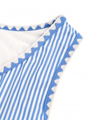 Blue swimwear,Striped swimwear,Geometric swimwear,ROTITA Blue Striped High Waisted Bikini Set