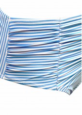 Blue swimwear,Striped swimwear,Geometric swimwear,ROTITA Blue Striped High Waisted Bikini Set