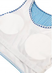 Blue swimwear,Striped swimwear,Geometric swimwear,ROTITA Blue Striped High Waisted Bikini Set