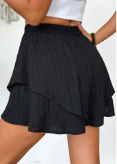 Black bottoms,Plain Color bottoms,Black Wide Leg Elastic Waist High Waisted Shorts