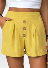 gelbe Shorts mit hoher Taille und elastischem Bund