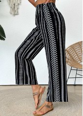 Black bottoms,Tribal bottoms,Tribal Print Black Straight Leg Elastic Waist Pants