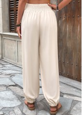 Skin Color bottoms,Plain Color bottoms,Skin Color Jogger Elastic Waist High Waisted Pants