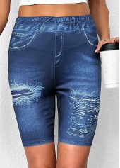 Denim Blue bottoms,Ombre bottoms,Ombre Denim Blue Mid Waisted Elastic Waist Leggings