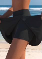 jupe-pantalon fendue patchwork taille haute noire Rotita