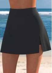 jupe-pantalon fendue patchwork taille haute noire Rotita