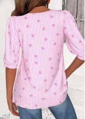 Multi Color tops,Striped tops,Geometric tops,ROTITA Striped Multi Color Round Neck Half Sleeve Blouse