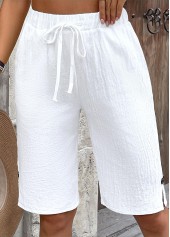 White bottoms,Plain Color bottoms,White Elastic Waist High Waisted Pants