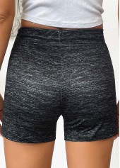 Black bottoms,Letter bottoms,Letter Print Black Skinny Drawastring High Waisted Shorts