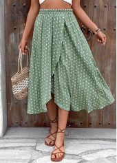 Sage Green bottoms,Dot bottoms,Polka Dot Sage Green Maxi Elastic Waist Skirt
