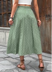 Sage Green bottoms,Dot bottoms,Polka Dot Sage Green Maxi Elastic Waist Skirt