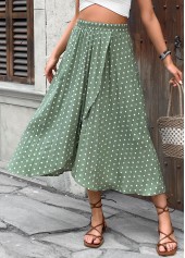 Sage Green bottoms,Dot bottoms,Polka Dot Sage Green Maxi Elastic Waist Skirt