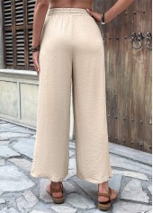 Light Camel bottoms,Plain Color bottoms,Light Camel Wide Leg Elastic Waist High Waisted Pants