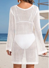 White swimwear,Plain Color swimwear,White Cut Out V Neck Cover Up