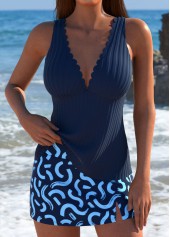 Rotita – Marineblaues Tankini-Set mit mittelhohem Bund und Graffiti-Print